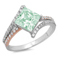 14k White Rose Gold Princess Cut Blue Moissanite Ring Size 7.5 Y61550