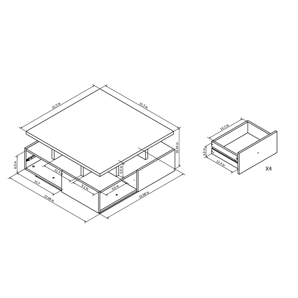 Espresso Storage Coffee Table Z24433
