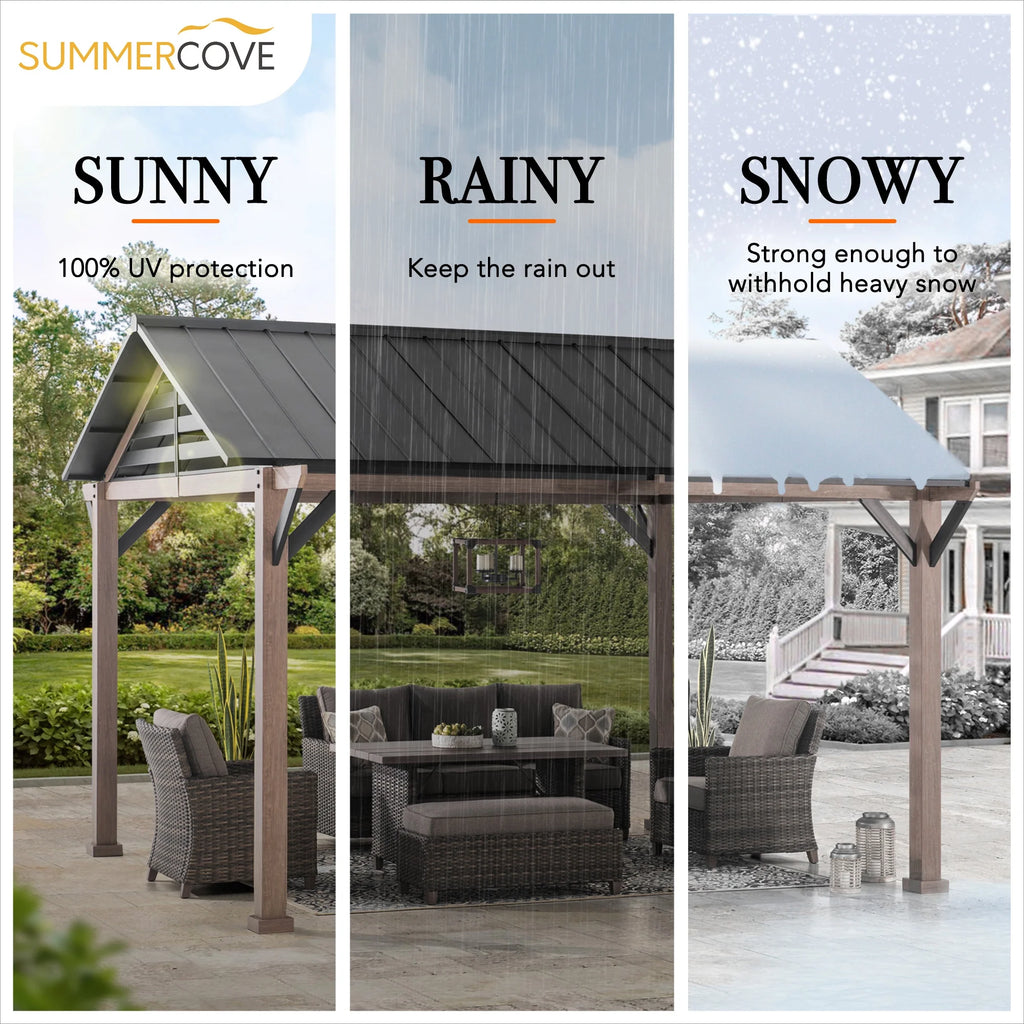 Black Galvanized Steel Hardtop Gazebo 13 x 13 ft. X81068