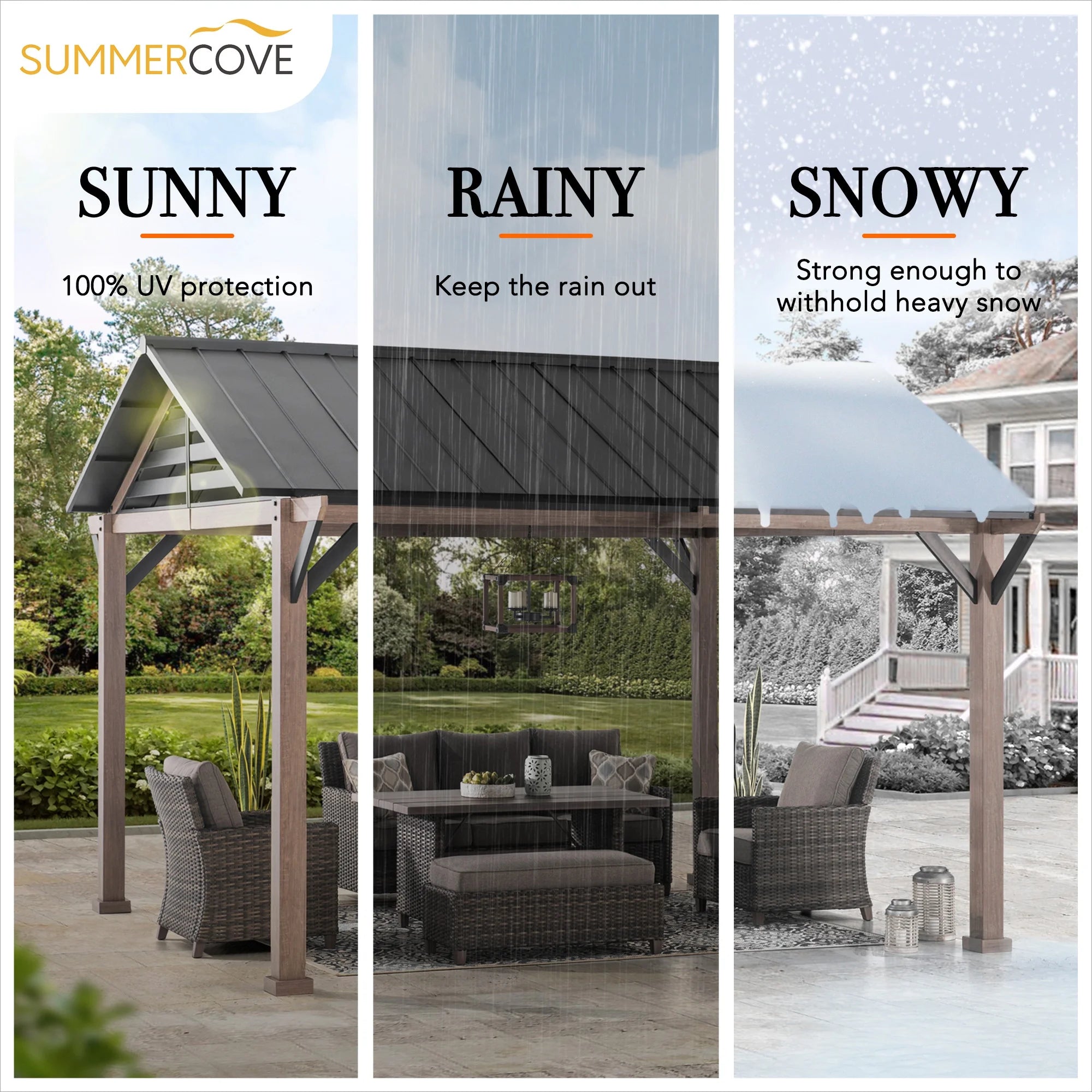 Black Galvanized Steel Hardtop Gazebo 13 x 13 ft. X81068
