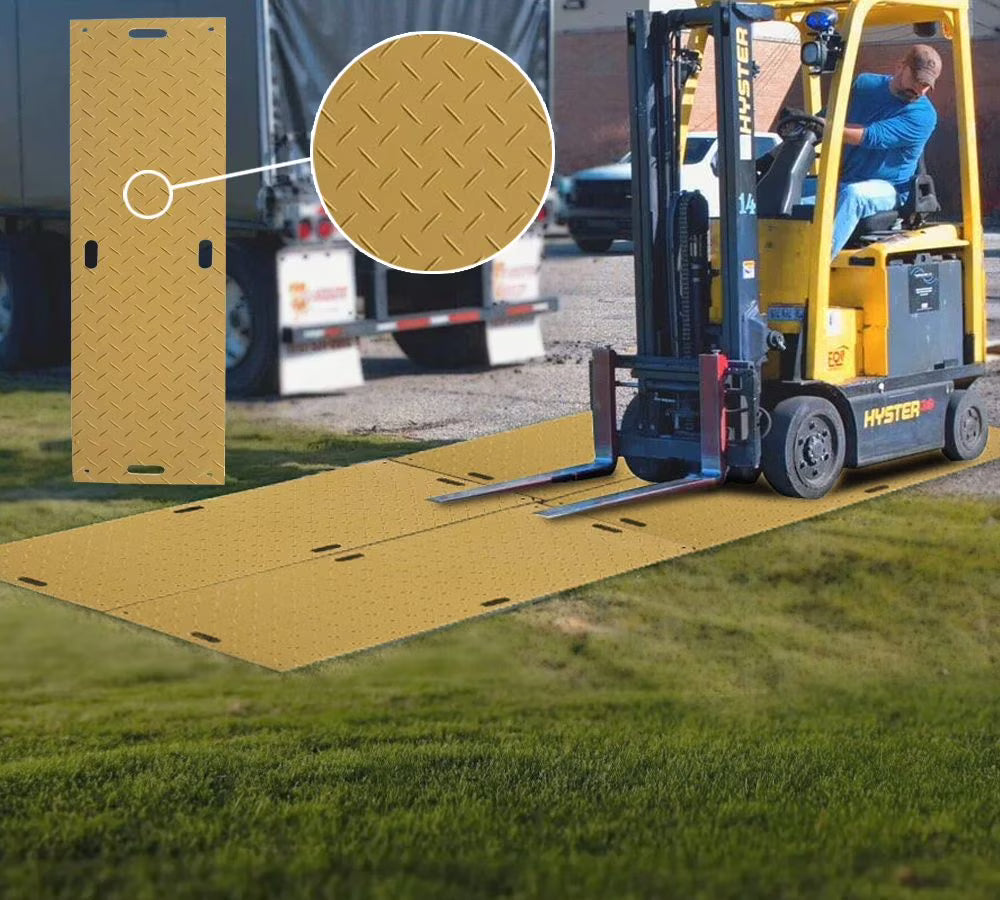 4 Pcs Tan Ground Protection Mats, 2' x 8', Heavy Equipment Mats D273618