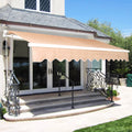 Retractable Patio Awning 6.5’x8.2’ Sun Shade with Manual Crank Handle, Tan H59923