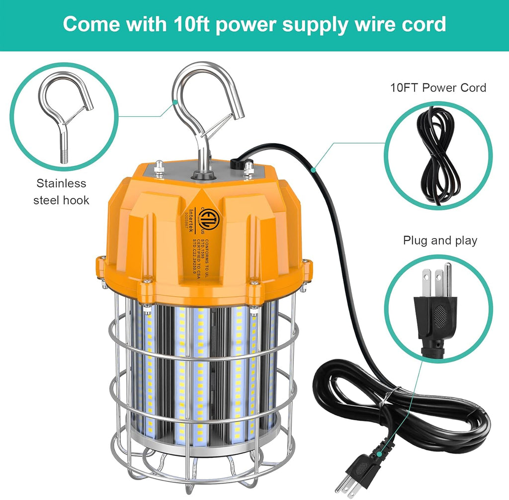 80W LED Portable Hanging Work Light, 11,600LM, IP65, Pack of 2 F87097