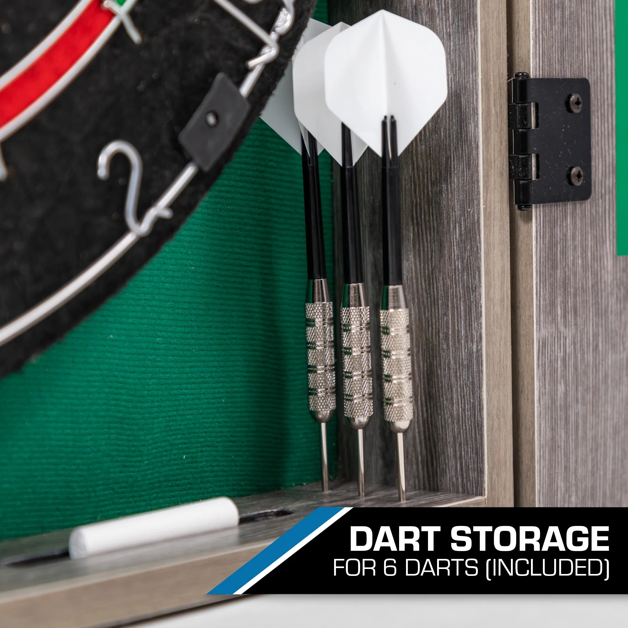 18 in Dartboard and Cabinet Set with 6 Steel Tip Darts W325147
