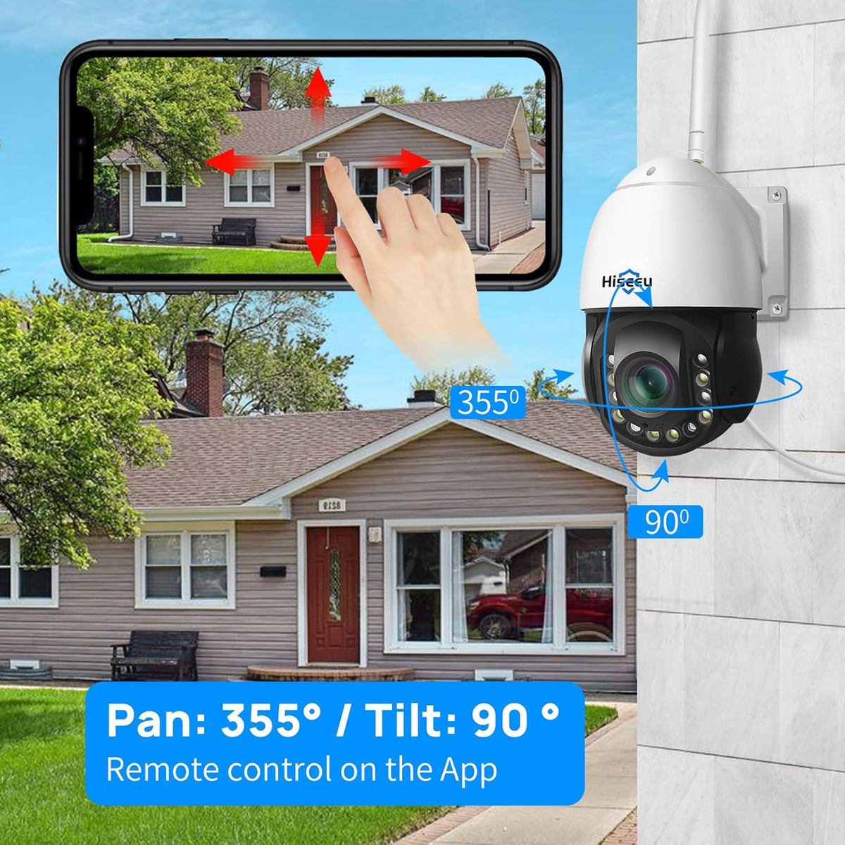 Wireless 30X Optical Zoom PTZ Camera Outdoor Two Way Audio 250ft Night Vision with Floodlight Security Camera Z6232