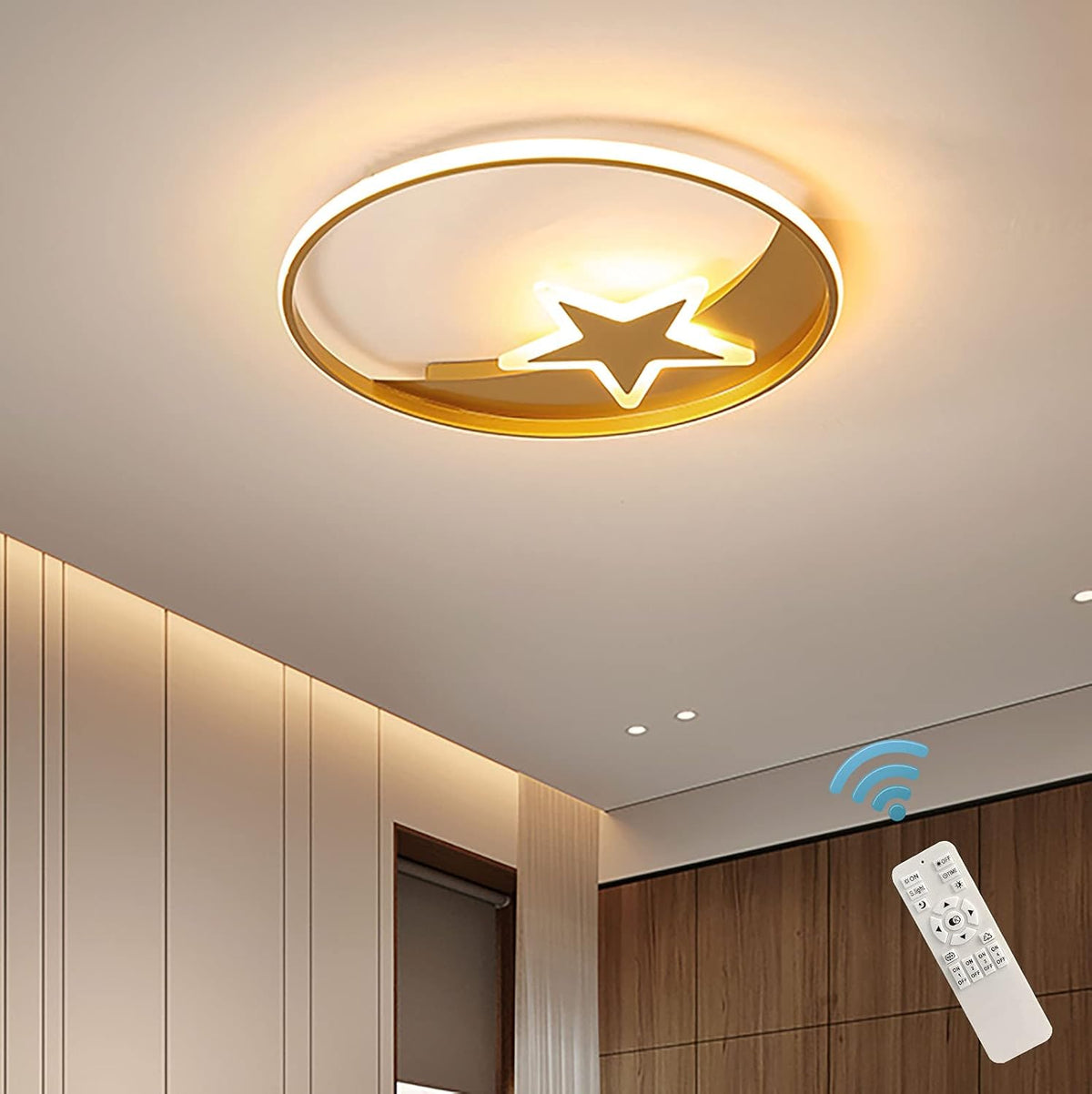 LED Ceiling Light Dimmable, 45W Flush Mount Ceiling Lamp with Remote V385937