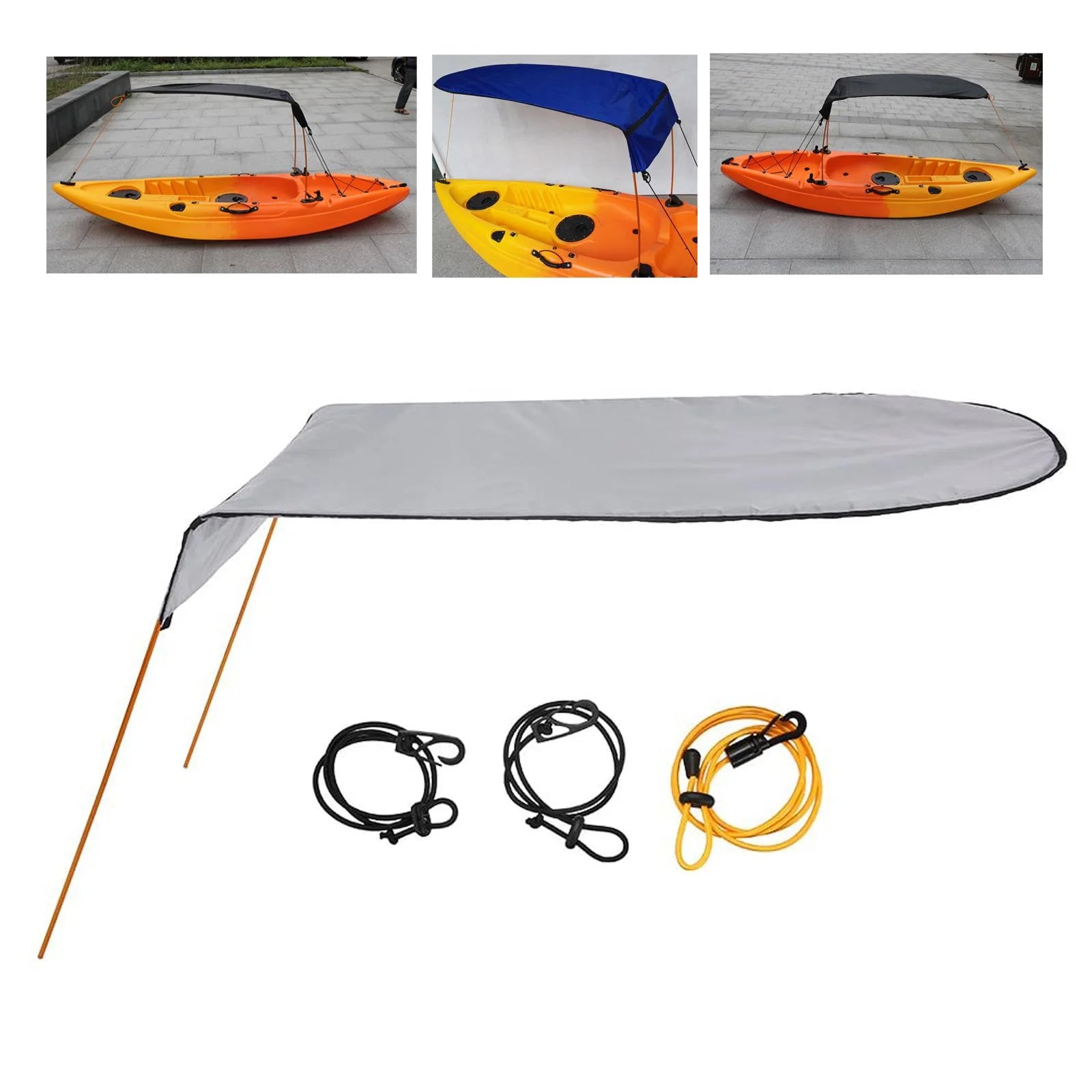 Gray Waterproof Oxford Cloth Canoe Sun Shade Canopy Q734712