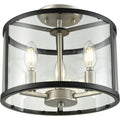 Semi Flush 3 Light Buffed Nickel Graphite Finish Candelabra Bulbs 8 inch 180 Watts T339