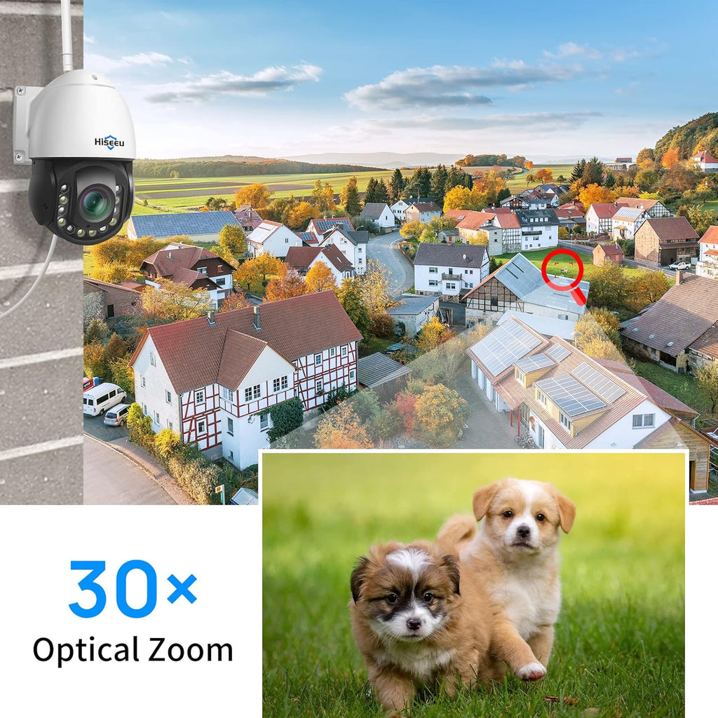 Wireless 30X Optical Zoom PTZ Camera Outdoor Two Way Audio 250ft Night Vision with Floodlight Security Camera Z6232