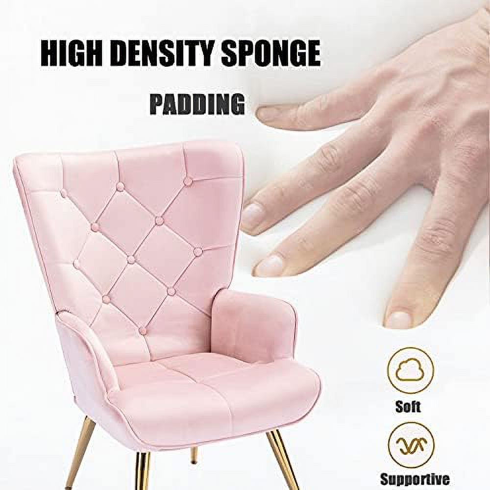 Pink Velvet Accent Chair with Pillow Y782401