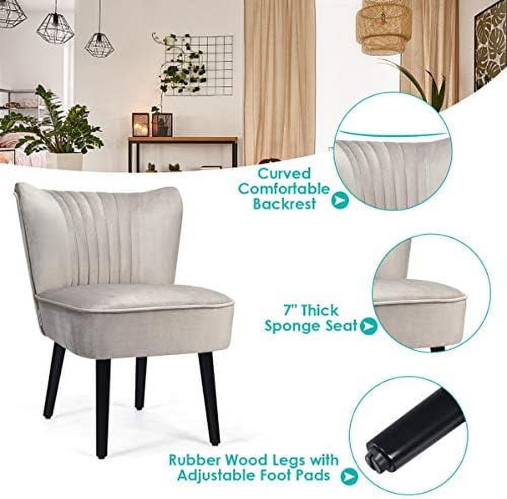 Velvet Accent Chair with Curved Backrest A871