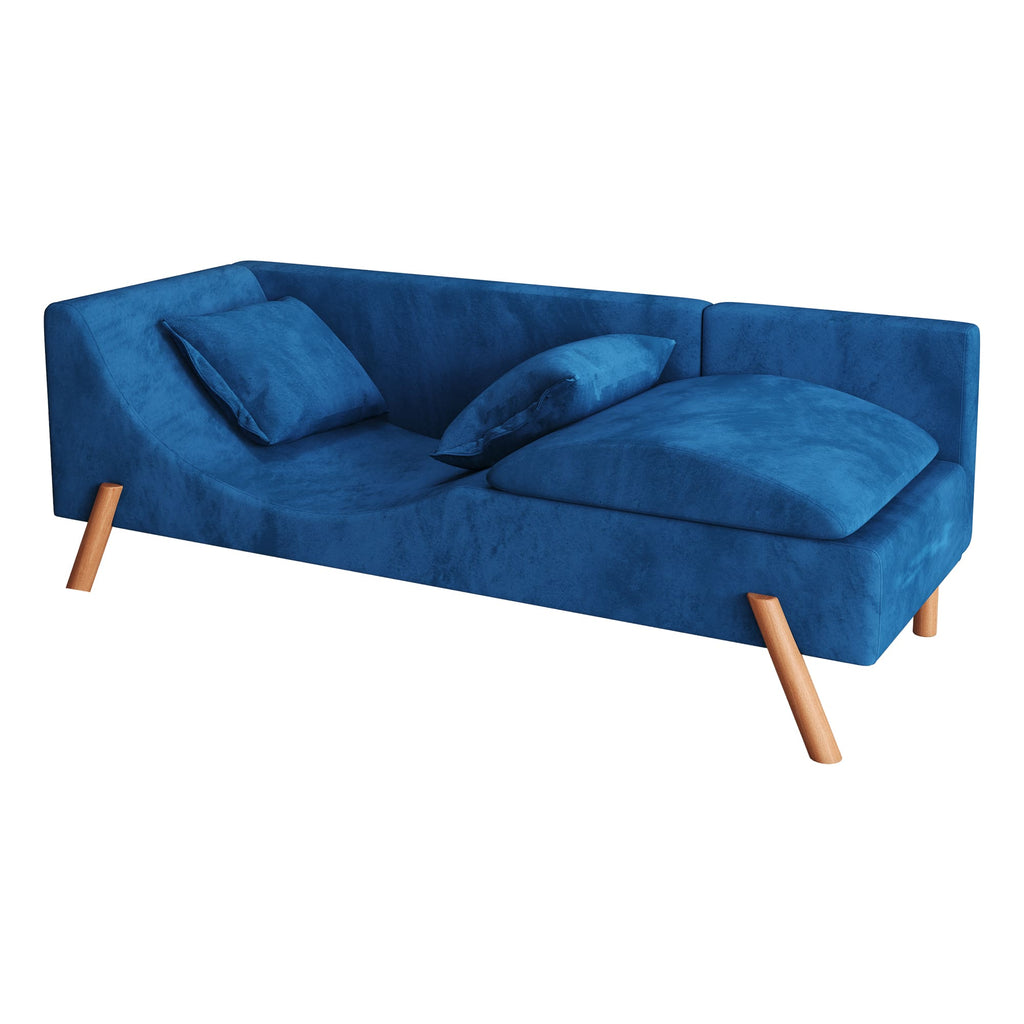 Modern Velvet Convertible Recliner Sofa with Ottoman L856