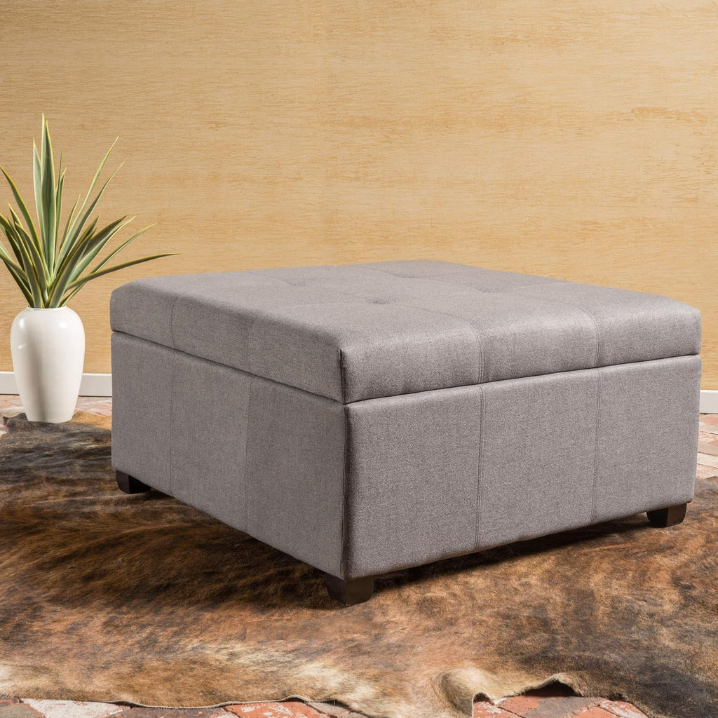 Dark Grey Fabric Storage Ottoman P755