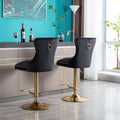 Black Velvet Swivel Bar Stools, Set of 2 M7884