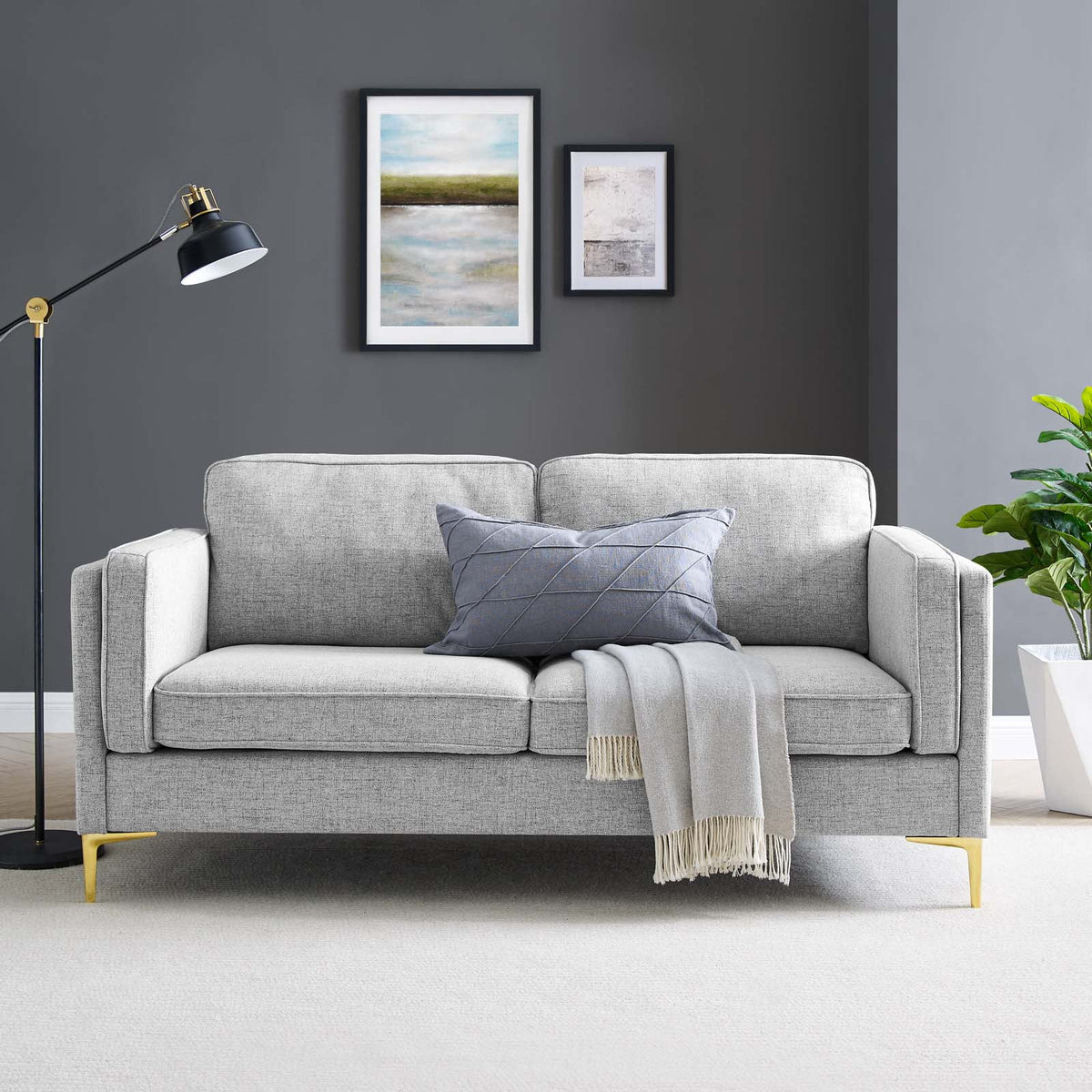 Light Grey Fabric Sofa B2819