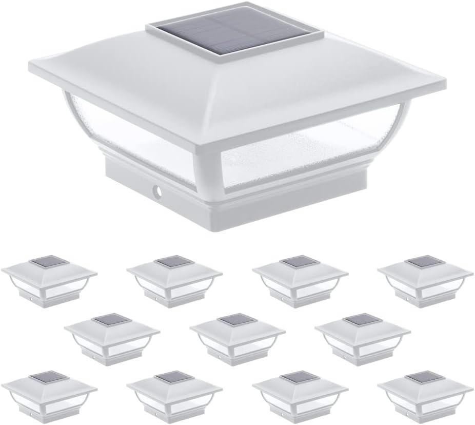 White 12 Pack Solar Post Cap Light for 4x4 Wood Posts I445521