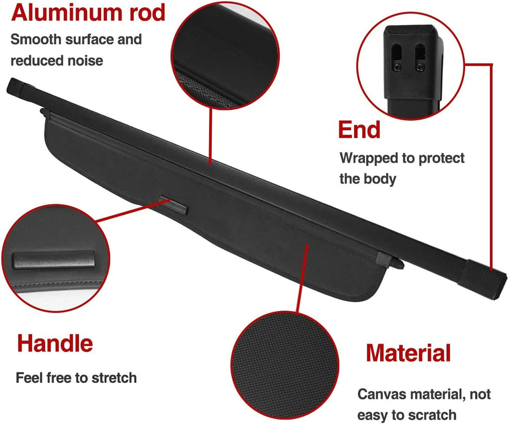 Black Retractable Rear Trunk Security Cover Shade X23581