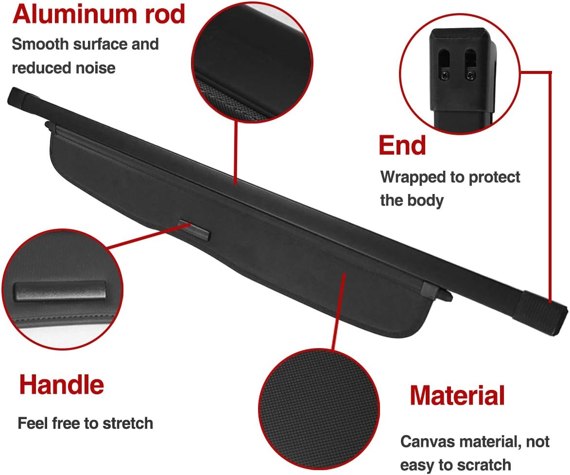 Black Retractable Rear Trunk Security Cover Shade X23581
