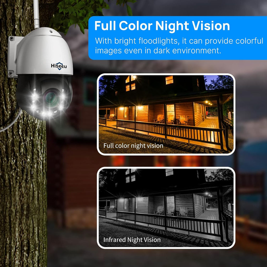 Wireless 30X Optical Zoom PTZ Camera Outdoor Two Way Audio 250ft Night Vision with Floodlight Security Camera Z6232