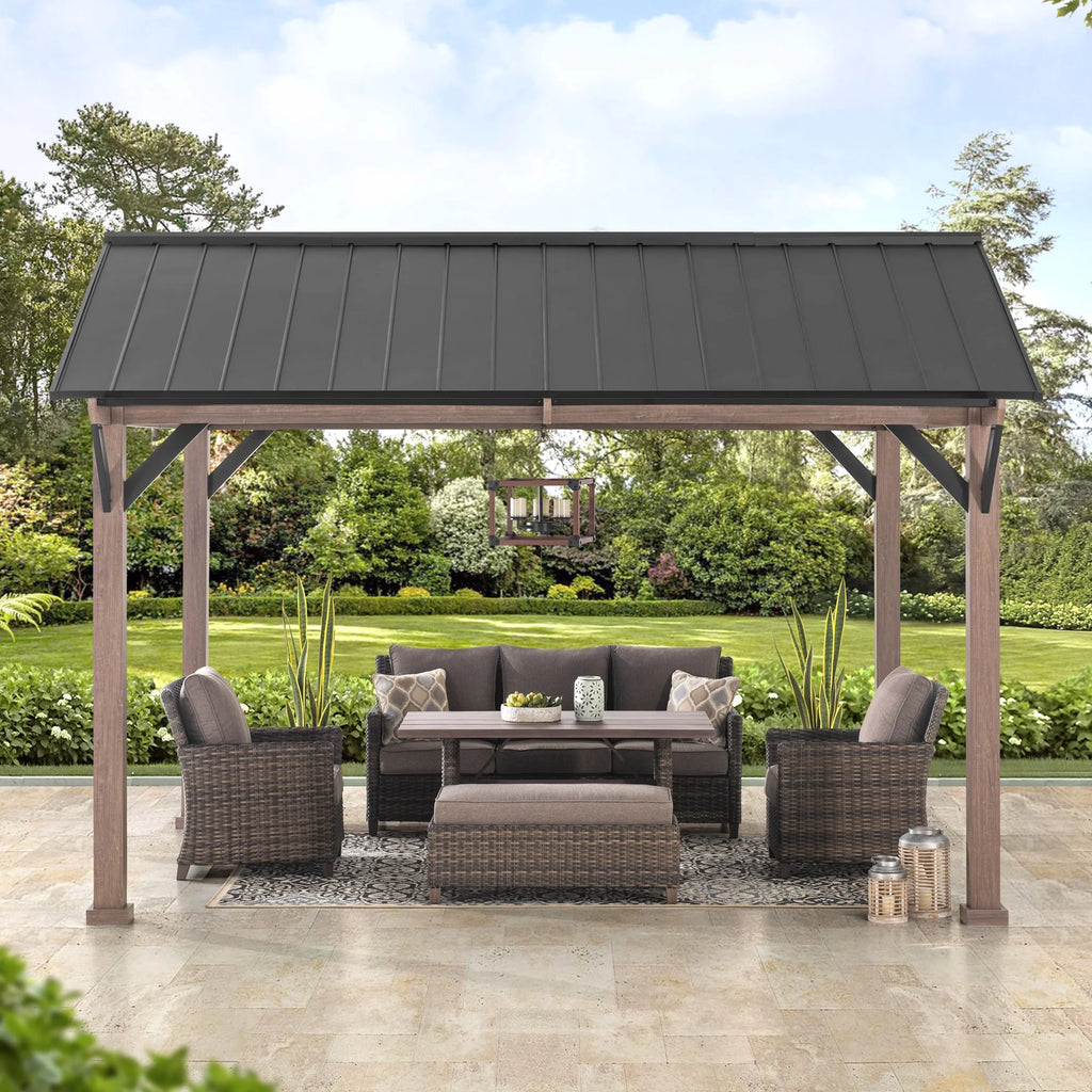 Black Galvanized Steel Hardtop Gazebo 13 x 13 ft. X81068