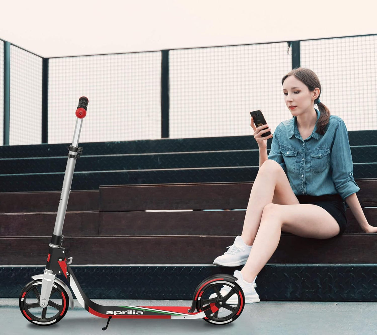 Foldable Kick Scooter with Big Wheel, 4 Level Height Adjustable L380591