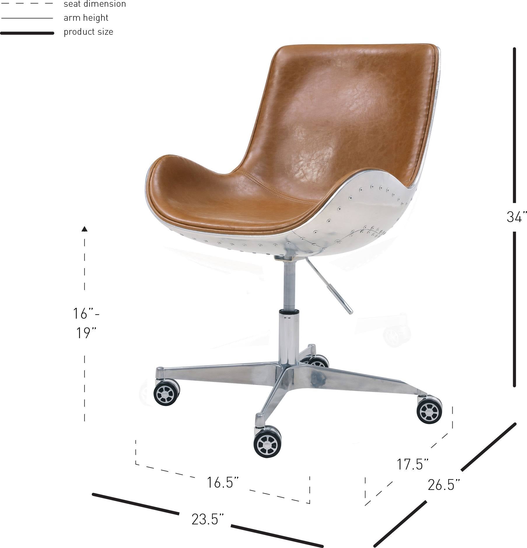 Distressed Caramel Swivel Office Chair H449