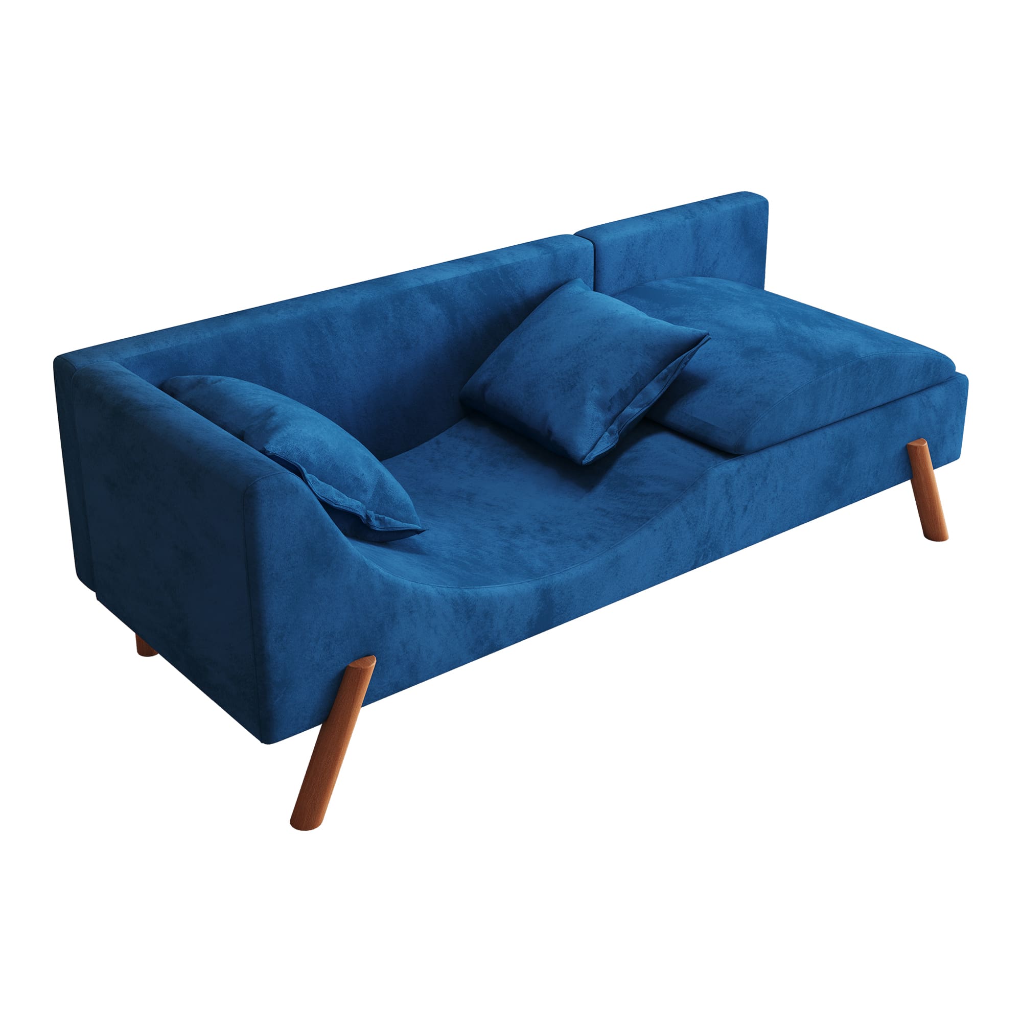 Modern Velvet Convertible Recliner Sofa with Ottoman L856