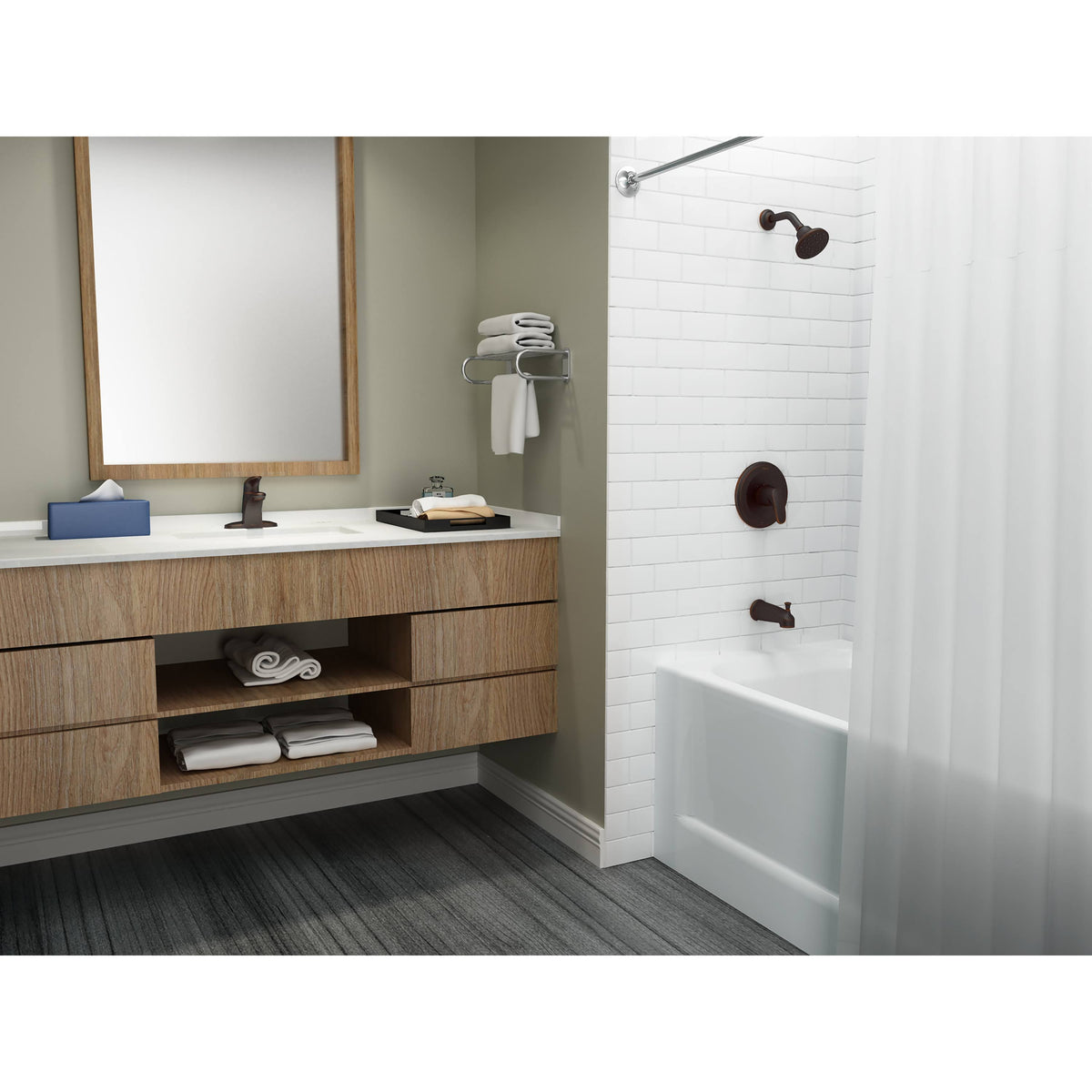 Single-Handle Single-Hole Bathroom Faucet with 50/50 Drain in Legacy Bronze Y733