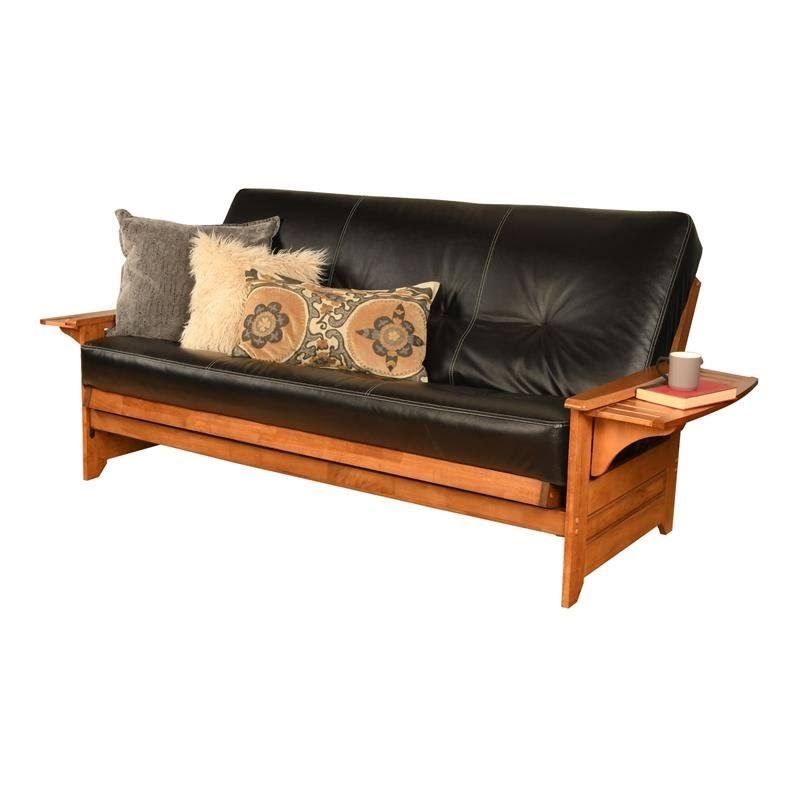 Full-Size Faux Leather Futon Mattress in Black S7950