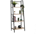 Vintage 4 Tier Ladder Shelf Metal and Wood Bookcase D83961
