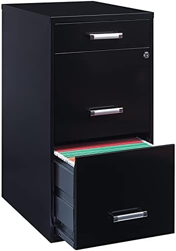 Black 18in Deep 3 Metal Organizer Pencil Drawer Vertical File Cabinet X397160