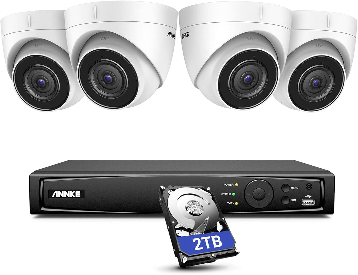 4K PoE 8CH NVR Security Camera System with 4pcs 8MP Turret Cameras, 2TB HDD Y592124