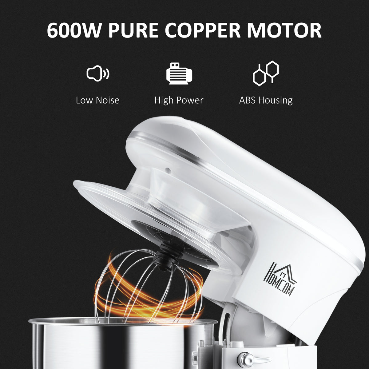 6 Qt 600W 6 Speed Tilt Head Stand Mixer with Stainless Steel Mixing Bowl I735