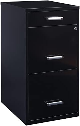 Black 18in Deep 3 Metal Organizer Pencil Drawer Vertical File Cabinet X397160