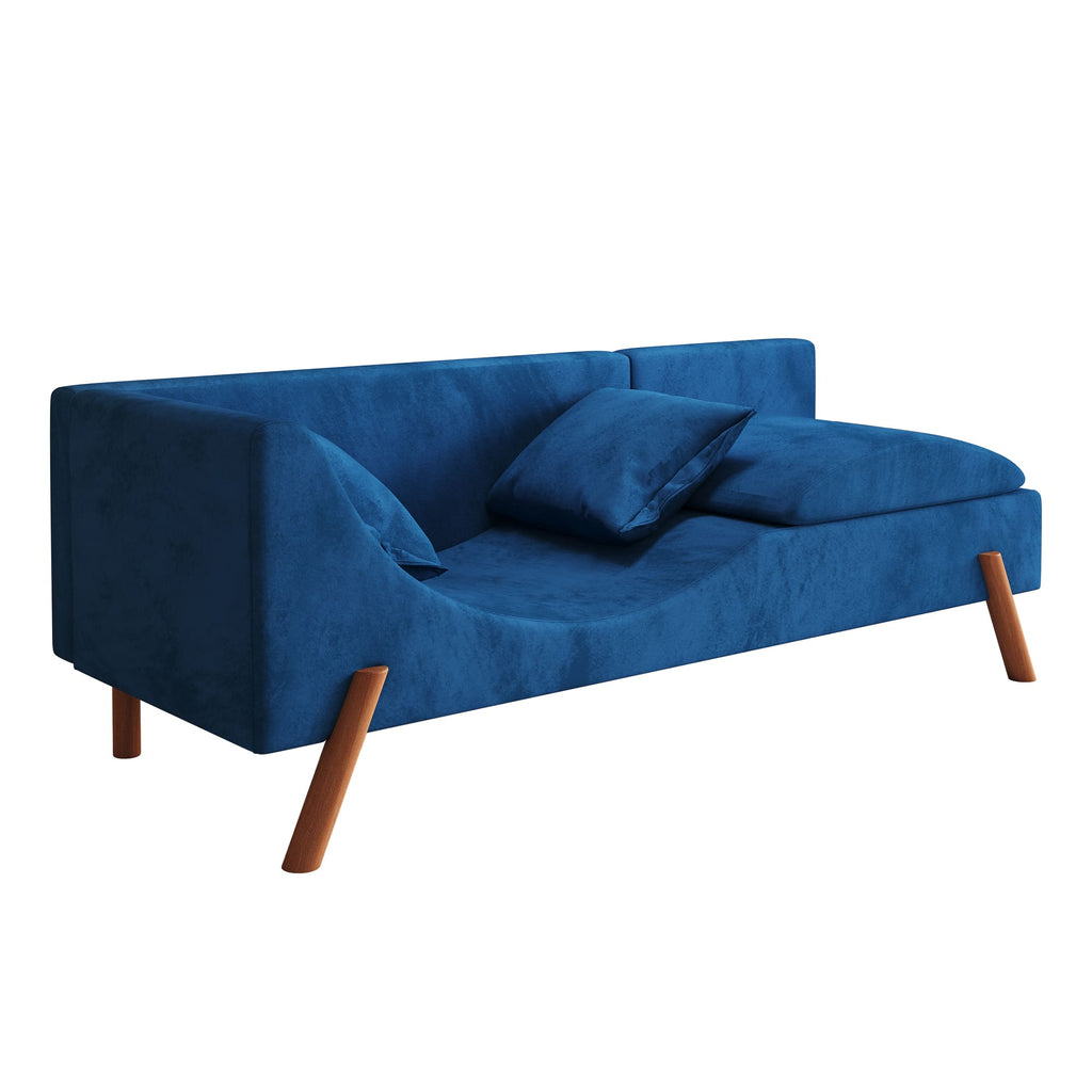 Modern Velvet Convertible Recliner Sofa with Ottoman L856