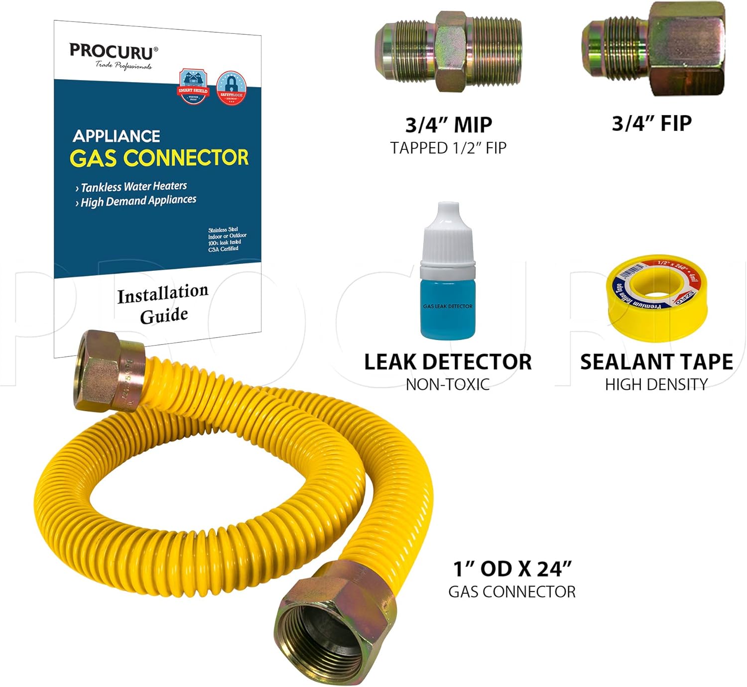 1 OD x 60 Long x 3/4 MIP x 3/4 FIP Gas Flex Line Connector Kit F513