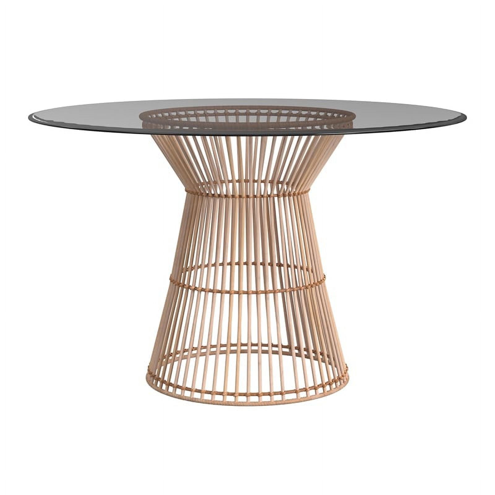 Tan Round Rattan Dining Table C26877