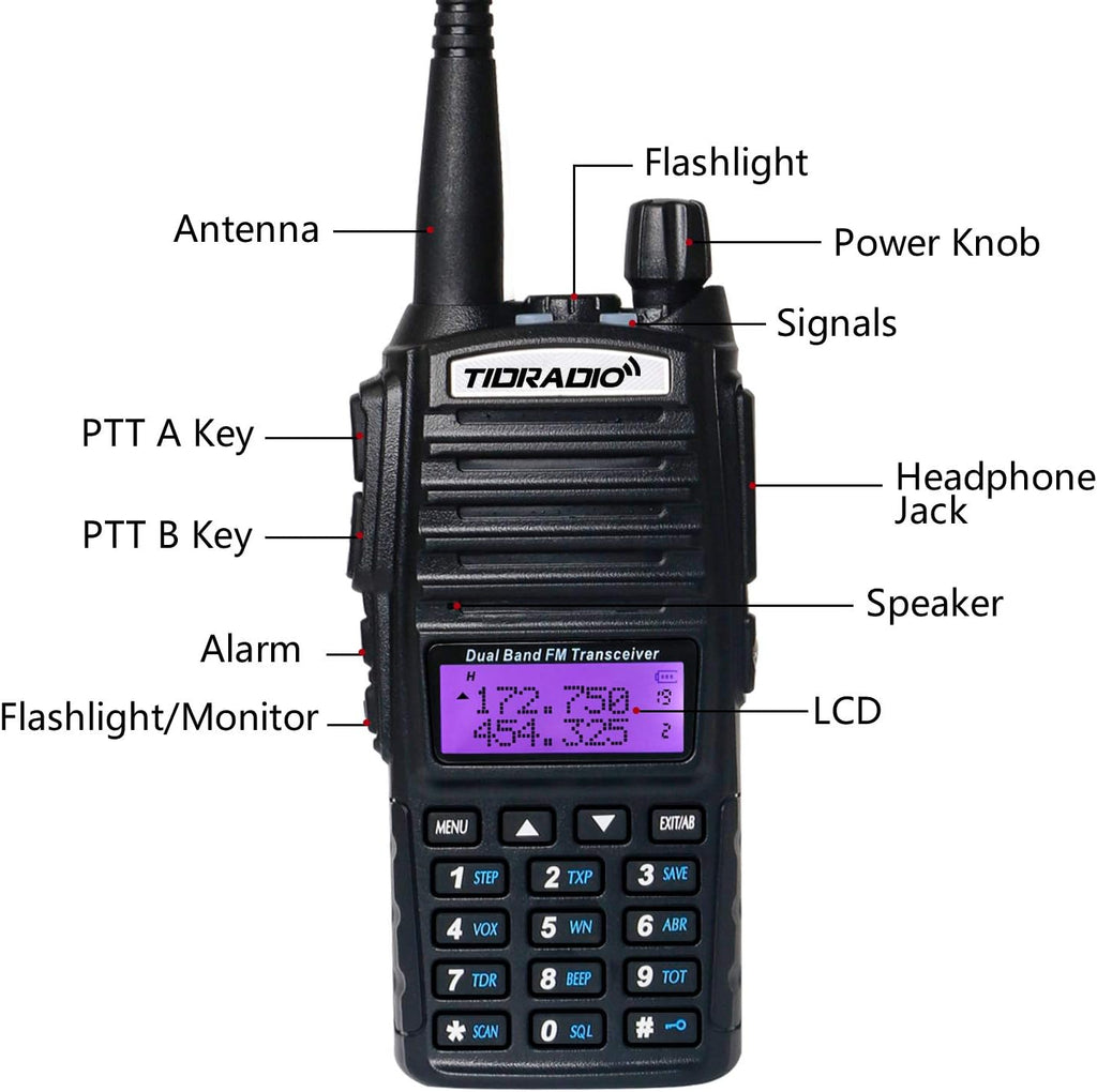 UV-82 Ham Radio Handheld 2 Way Radio with Programming Cable and Long Antenna (2Pack-Black) T329606