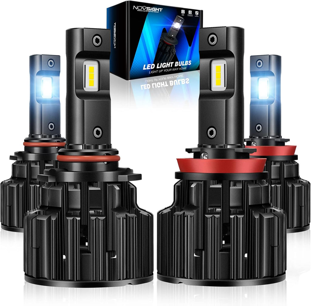 9005/HB3 High Beam 9006/HB4 Low Beam LED Headlight Bulbs Combo 120W 24000LM 6500K Cool White, Pack of 4 V6205