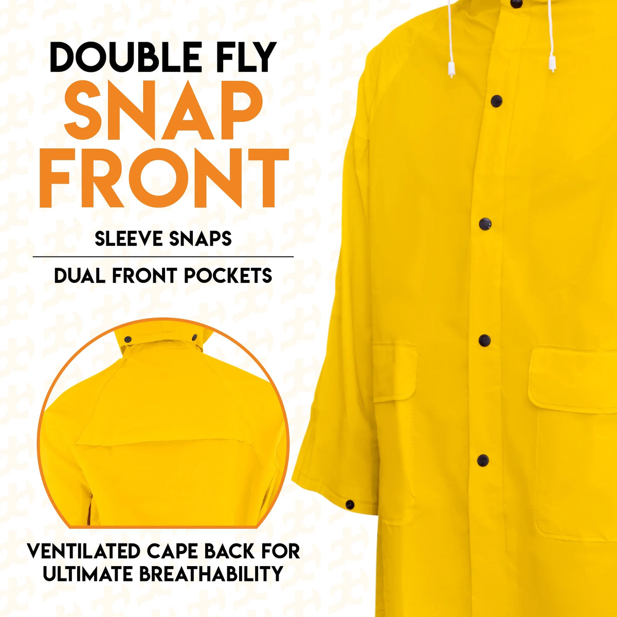 Yellow 48in PVC Raincoat Jacket with Detachable Hood F917602