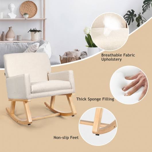Beige Upholstered Rocking Armchair R621224