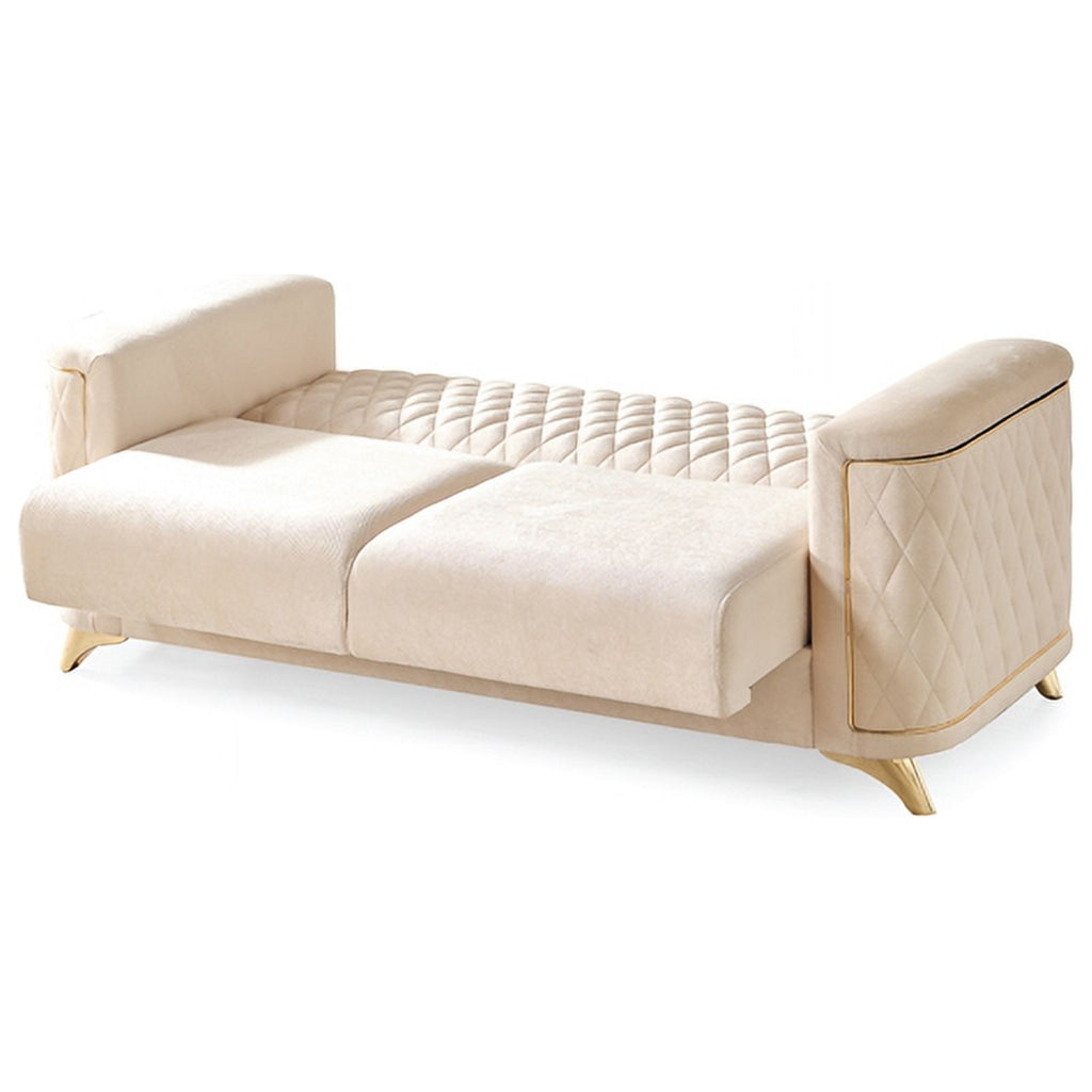 Ivory Velvet Loveseat M1104