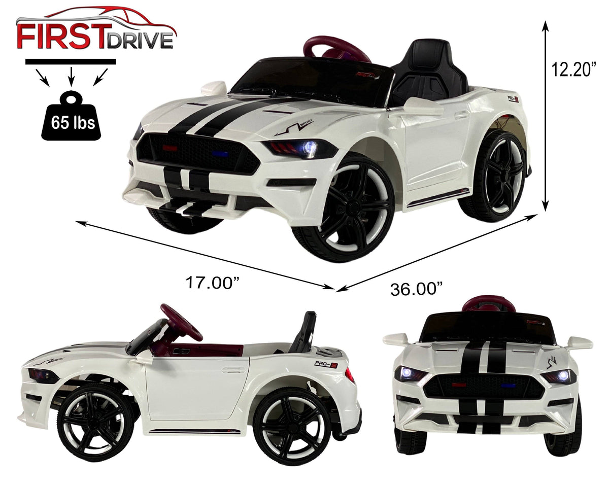 White 12V Power Dual Motor Kids Electric Ride on Toy Car C2485