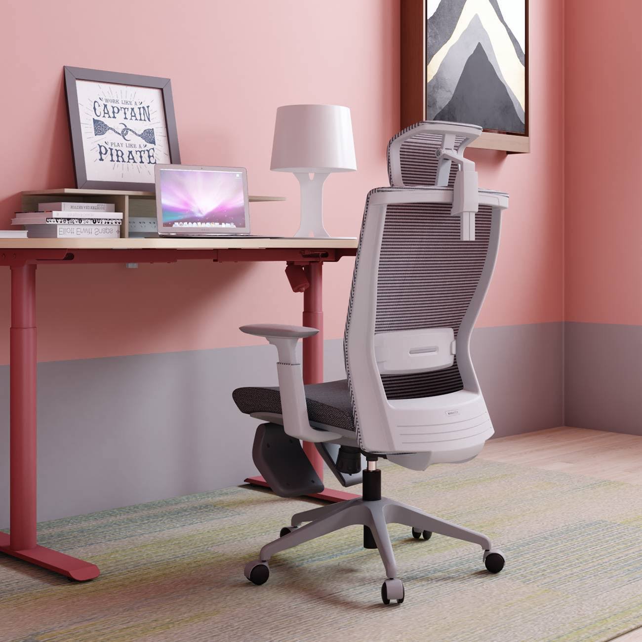Gray Ergonomic Chair with Footrest K230