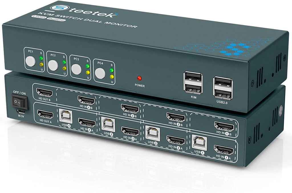 2 Port HDMI 2.0 KVM Switch 4K@60Hz, 4 USB 2.0 Hub, Button Switch Pack of 2 Y8973