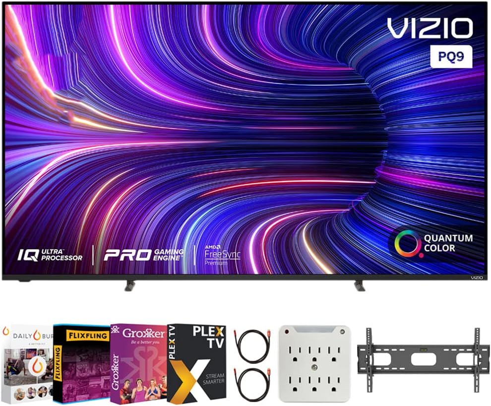 65 Class HDR 4K UHD Smart Quantum Dot LED TV Bundle with TV Wall Mount, Surge Adapter, 2X 6FT 4K HDMI Cable Y968551