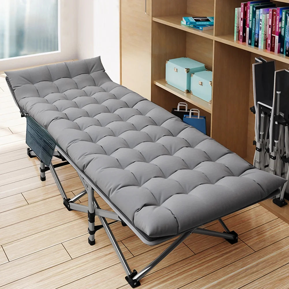 Folding Camping Cot with Thick Mattress, Double Layer Oxford, Carry Bag O6597