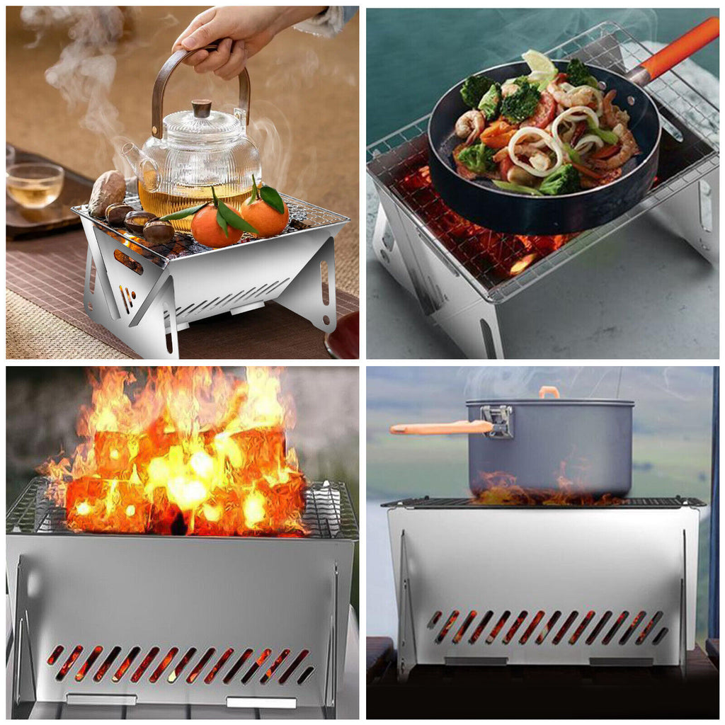 Mini Portable Folding Table Barbecue Grill Charcoal Wood BBQ Stove F442990