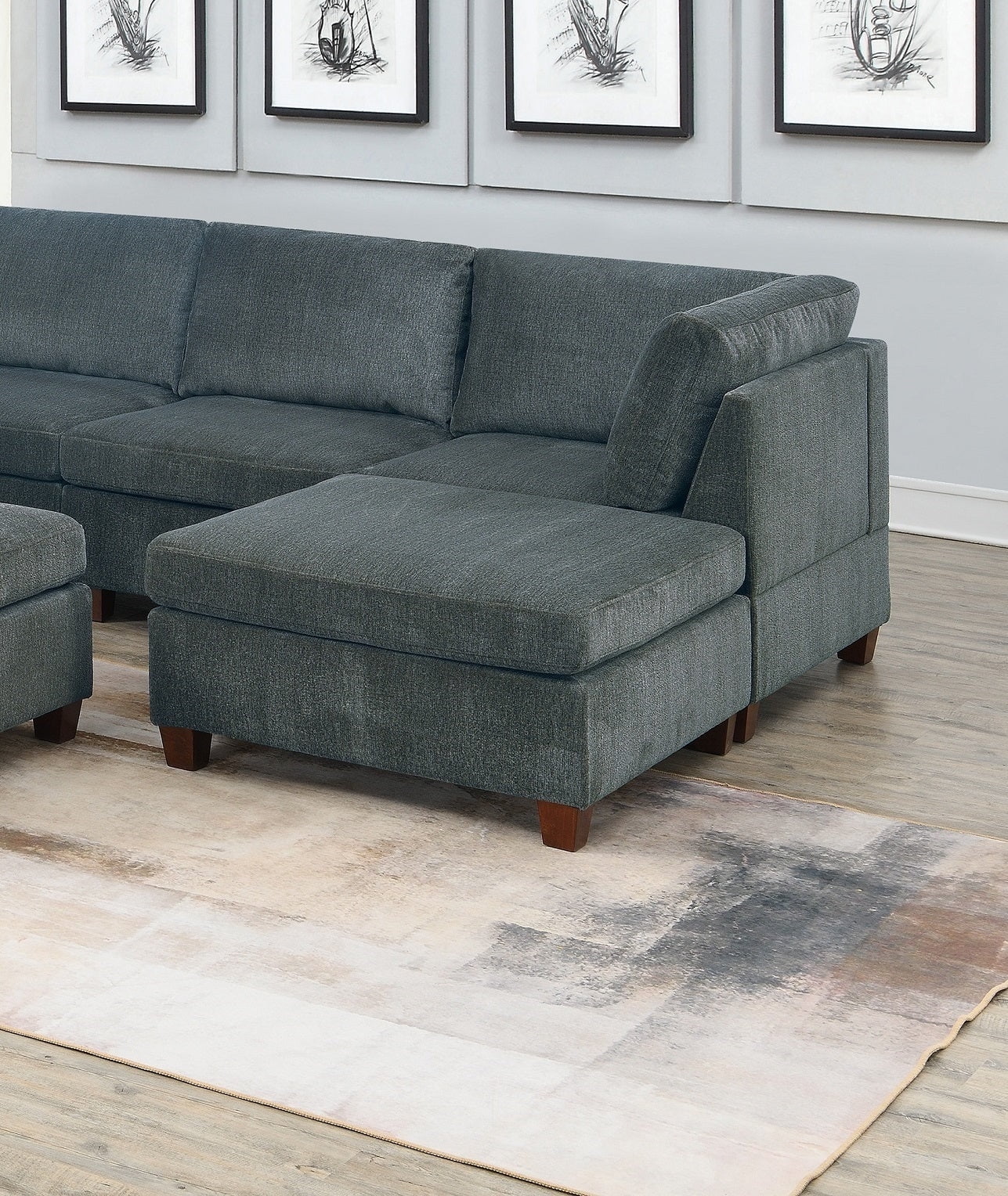 Grey Chenille Modular Sectional 9pc Set N48550