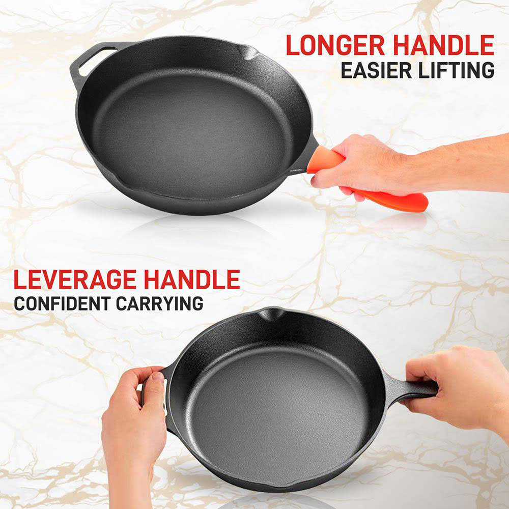 12x22 Pre Seasoned Nonstick Cast Iron Frying Pan with Lid (4 Pack) G6935